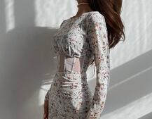 Приталенное платье-мини с корсетной вставкой на талии  | PUSHKA SHOP