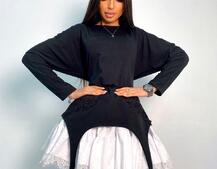 Трикотажное платье с подъюбником, декорированным кружевом Трикотажное платье с подъюбником, декорированным кружевом | PUSHKA SHOP