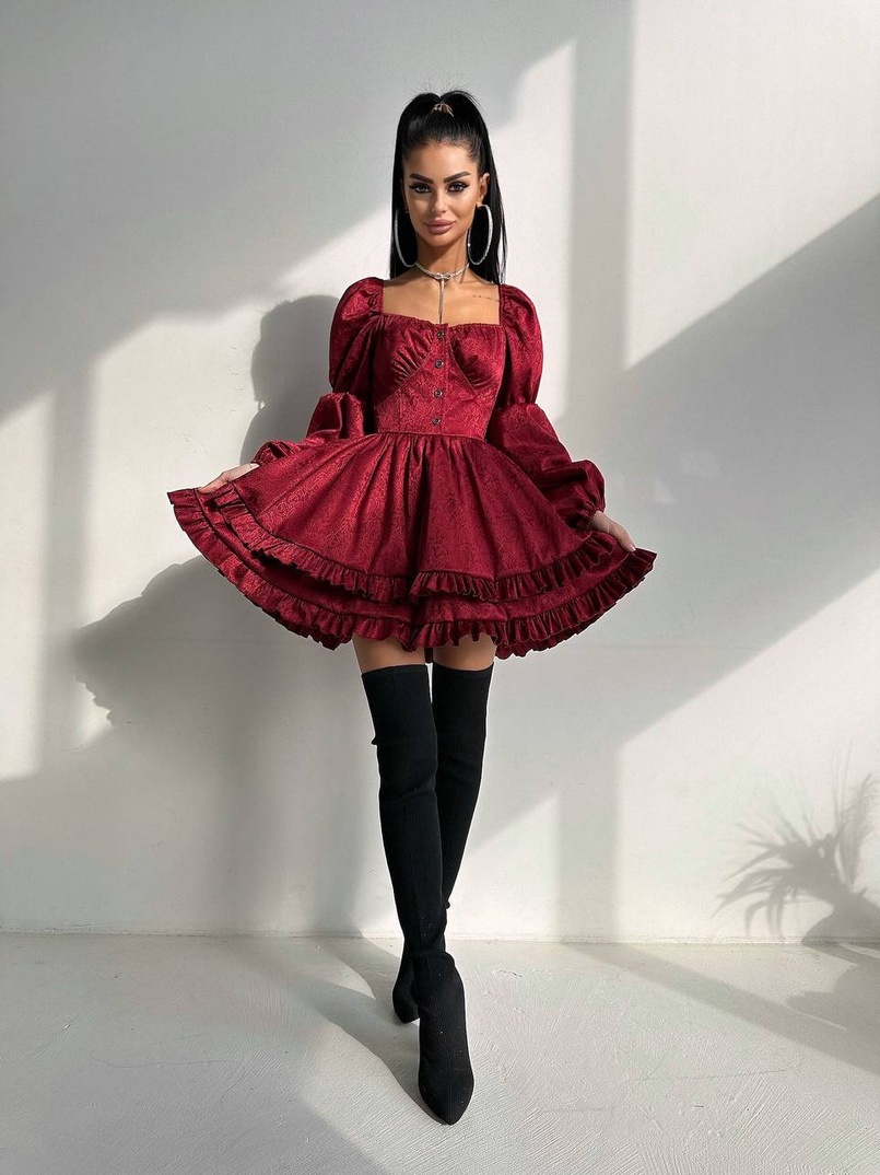 Корсетна сукня  з пишною подвійною спідницею та рюшами  | PUSHKA SHOP