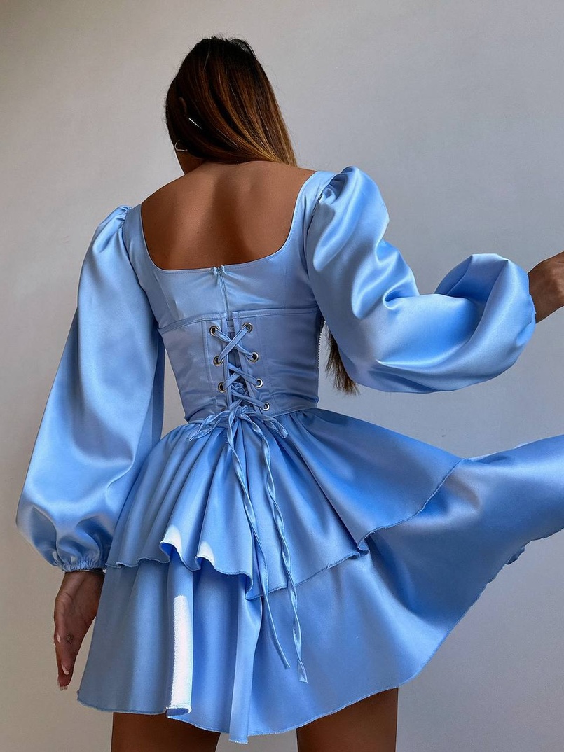 Комплект: сукня з подвійною спідницею + корсет, декорований стразами    | PUSHKA SHOP