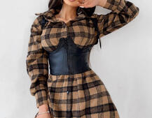 Тёплое байковое платье-рубашка в клетку Тёплое байковое платье-рубашка в клетку | PUSHKA SHOP