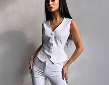 Костюм: піджак на підкладці, штани кльош+ жилет  | PUSHKA SHOP