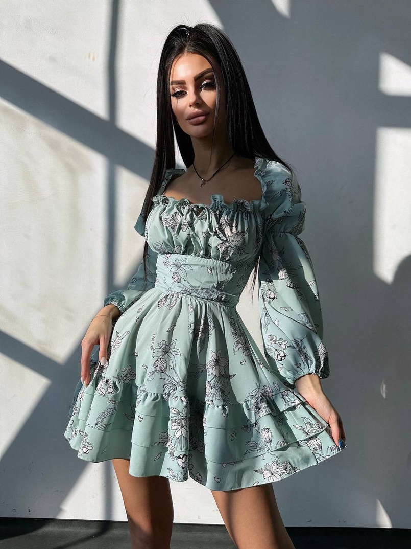 Квіткова сукня з воланами та шнуровкою по спинці | PUSHKA SHOP