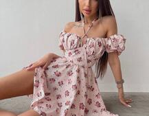 Платье с завязками на груди в цветочный принт | PUSHKA SHOP