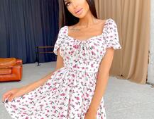 Летнее цветочное платье с завязками на груди Летнее цветочное платье с завязками на груди | PUSHKA SHOP