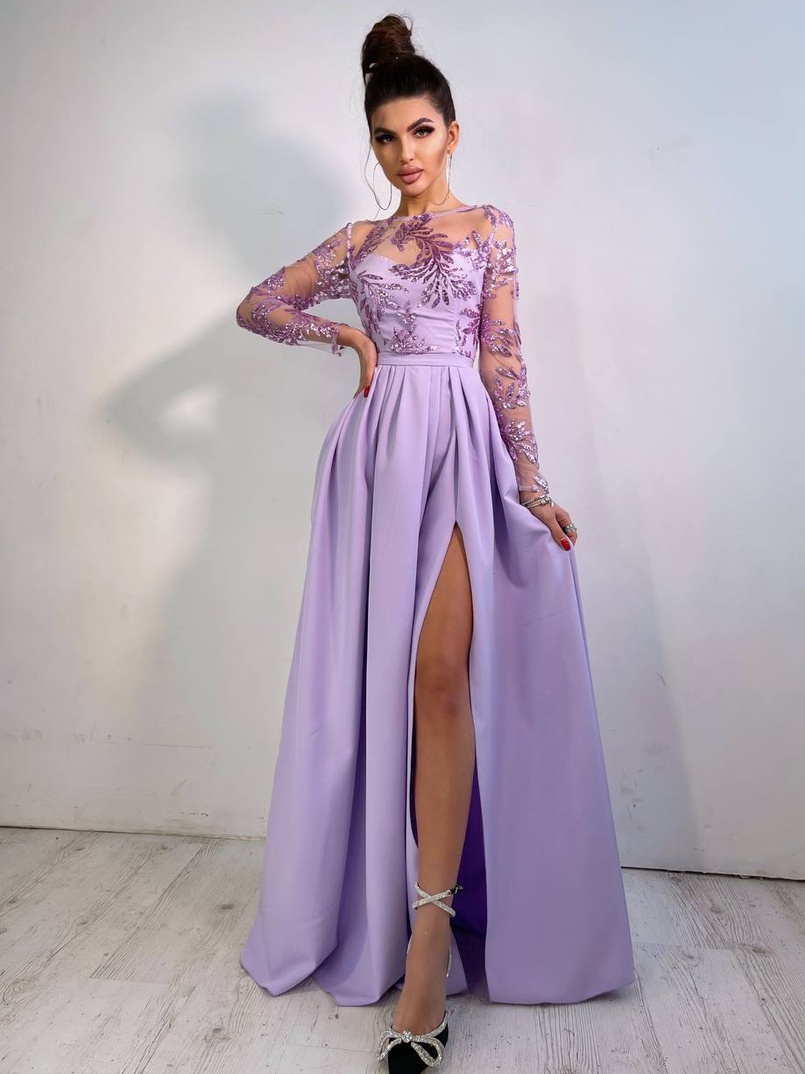 Сукня максі з паєтками та розрізом на спідниці | PUSHKA SHOP