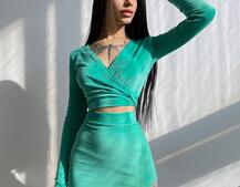 Оксамитовий комплект, декорований бахромою зі страз | PUSHKA SHOP