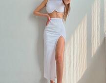 Комплект: топ с чашечками с эффектом push up + юбка миди с разрезом  | PUSHKA SHOP