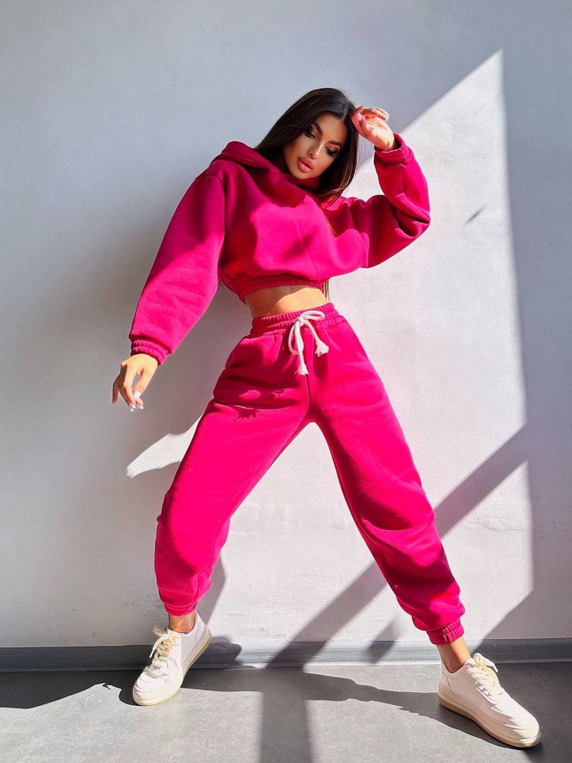 Базовий костюм на флісі з об'ємними капюшоном | PUSHKA SHOP