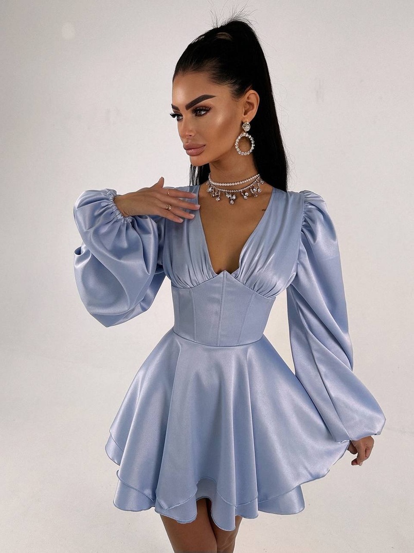 Атласна корсетна сукня  з пишною подвійною спідницею  | PUSHKA SHOP