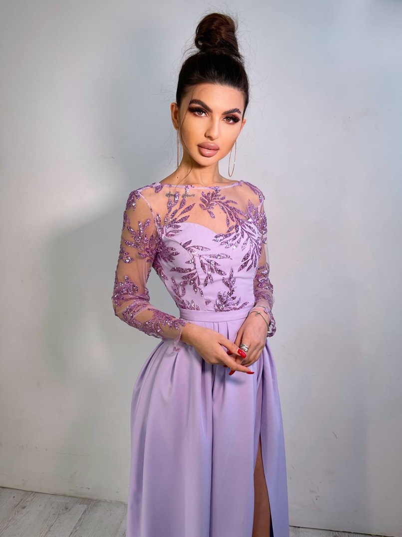 Сукня максі з паєтками та розрізом на спідниці | PUSHKA SHOP