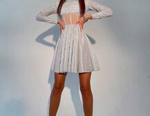 Приталена блискуча сукня з корсетною вставкою та пишною спідницею-сонцем | PUSHKA SHOP