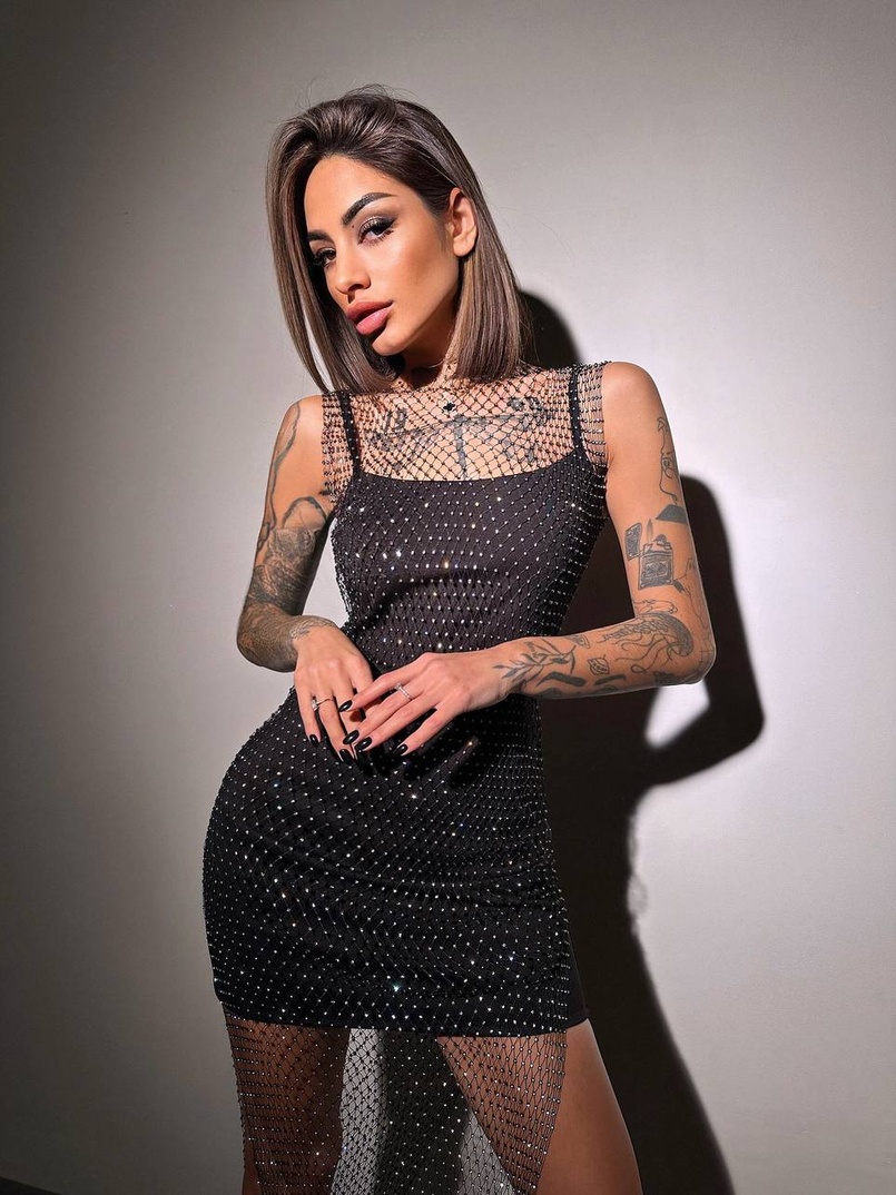 Сукня із сітки зі стразами на трикотажній підкладці Сукня із сітки зі стразами на трикотажній підкладці | PUSHKA SHOP