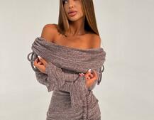 Трикотажна сукня міді з хомутом   | PUSHKA SHOP