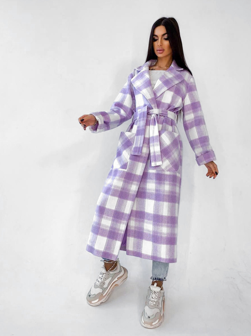 Кашемировое пальто в клетку на подкладке Кашемировое пальто в клетку на подкладке | PUSHKA SHOP