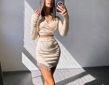 Оксамитовий комплект, декорований бахромою зі страз | PUSHKA SHOP