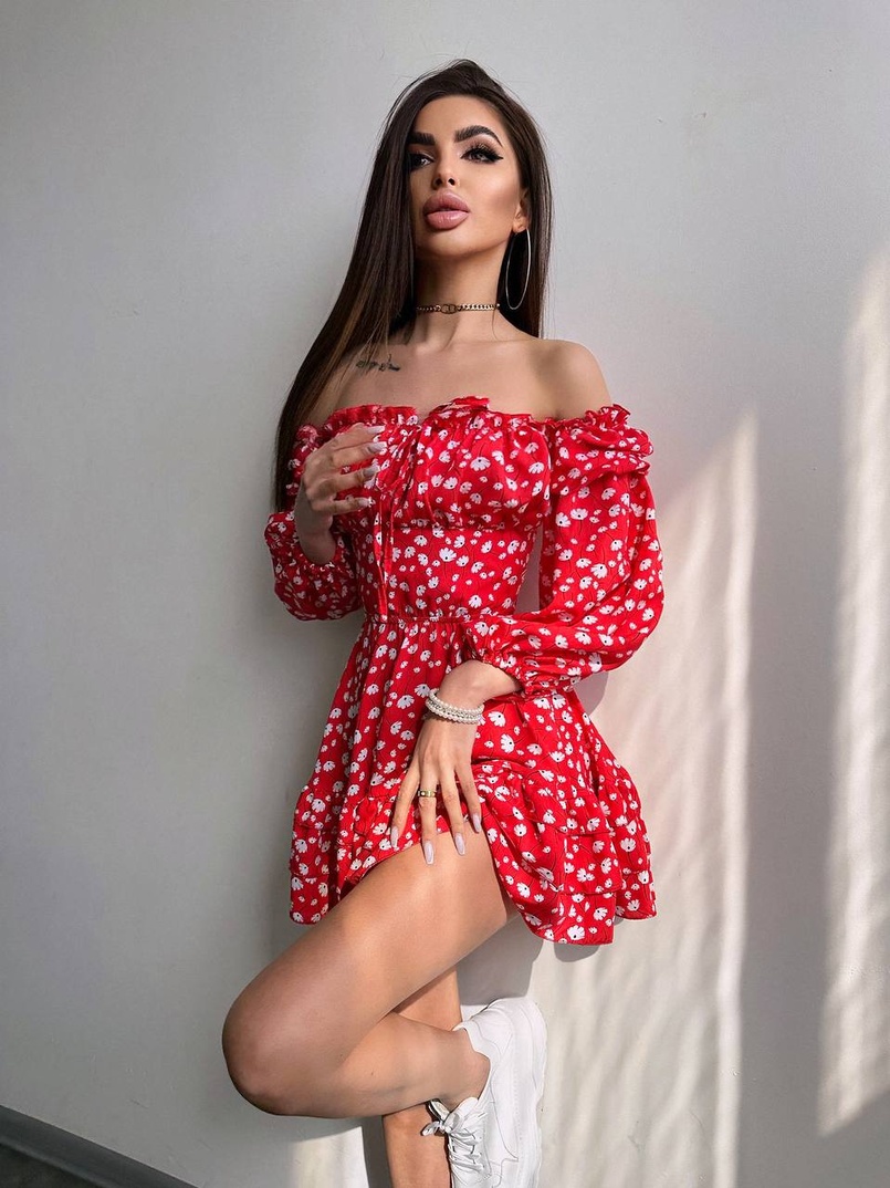 Квіткова сукня з воланами та шнуровкою по спинці | PUSHKA SHOP