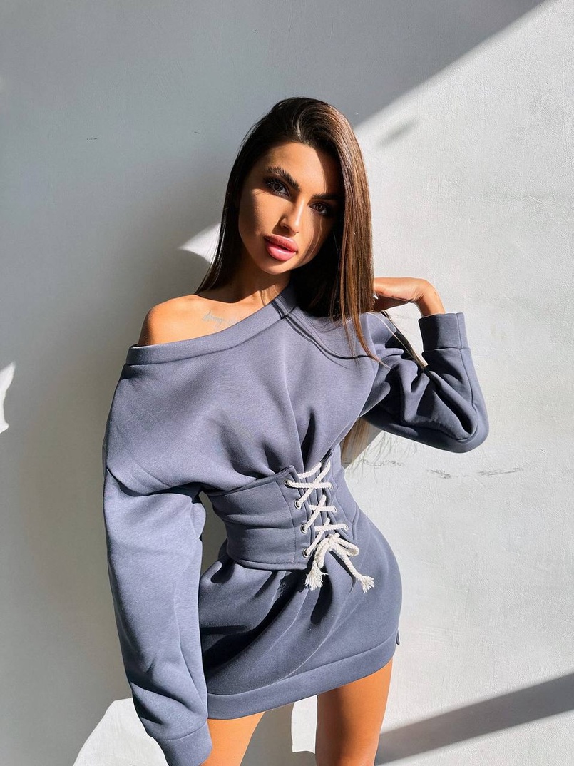 Тепле затишне худі over-size на флісі + корсет на шнурівці Можна носити з корсетом та без | PUSHKA SHOP