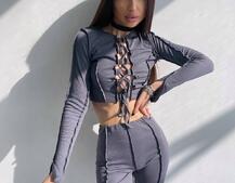 Комплект: топ зі шнурівкою на грудях + легінси | PUSHKA SHOP