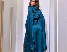 Шовковий халатик із розкльошеними рукавами | PUSHKA SHOP