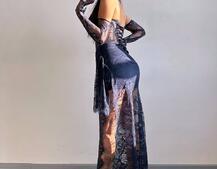 Мереживна сукня максі з рукавичками  | PUSHKA SHOP