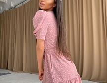 Милое платье в горошек с оборками + повязка на голову с бантом Милое платье в горошек с оборками + повязка на голову с бантом | PUSHKA SHOP