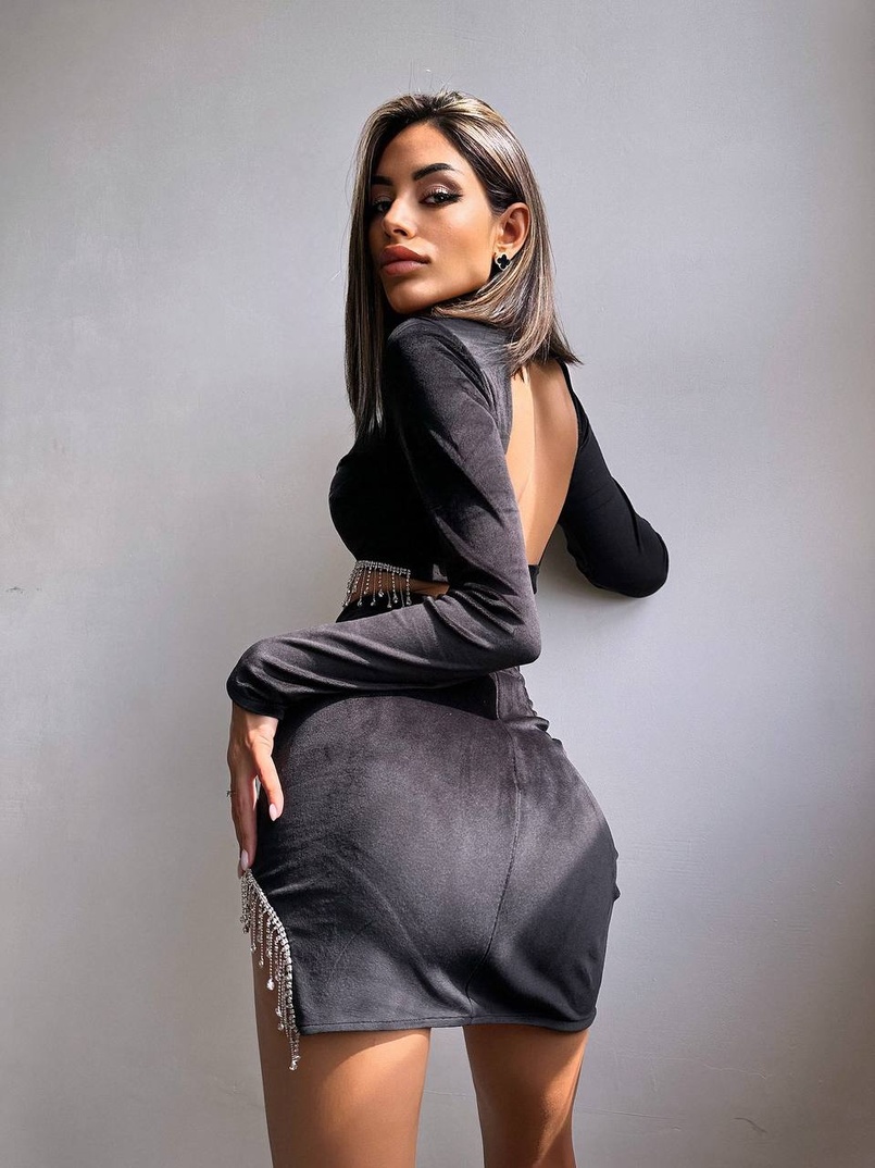 Оксамитовий комплект, декорований бахромою зі страз | PUSHKA SHOP