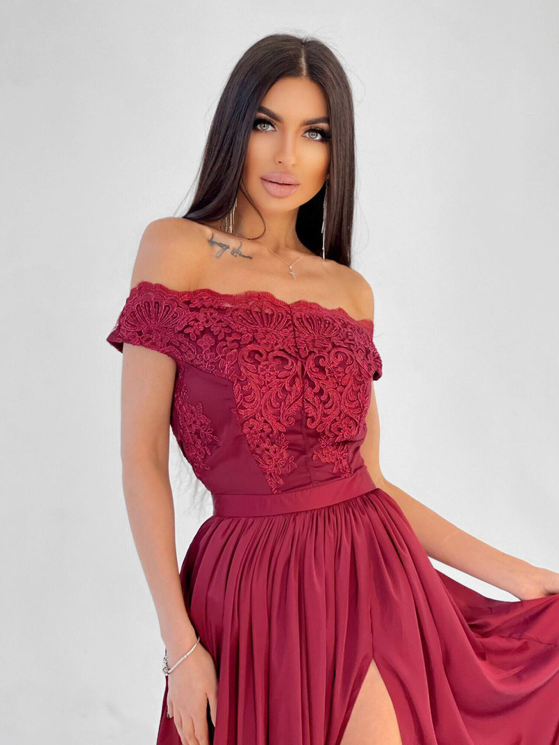 Платье-макси с кружевным верхом | PUSHKA SHOP