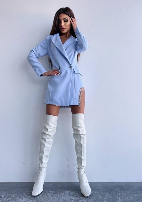 Приталена сукня-піджак, декорована бахромою зі страз | PUSHKA SHOP