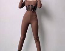 Облягаючий трикотажний комбінезон з елементами корсету  | PUSHKA SHOP