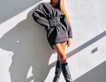 Тепле затишне худі over-size на флісі + корсет на шнурівці Можна носити з корсетом та без | PUSHKA SHOP