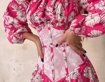 Сукня міді з розрізом в квітковий принт + прозорий корсет Сукня міді з розрізом в квітковий принт + прозорий корсет | PUSHKA SHOP