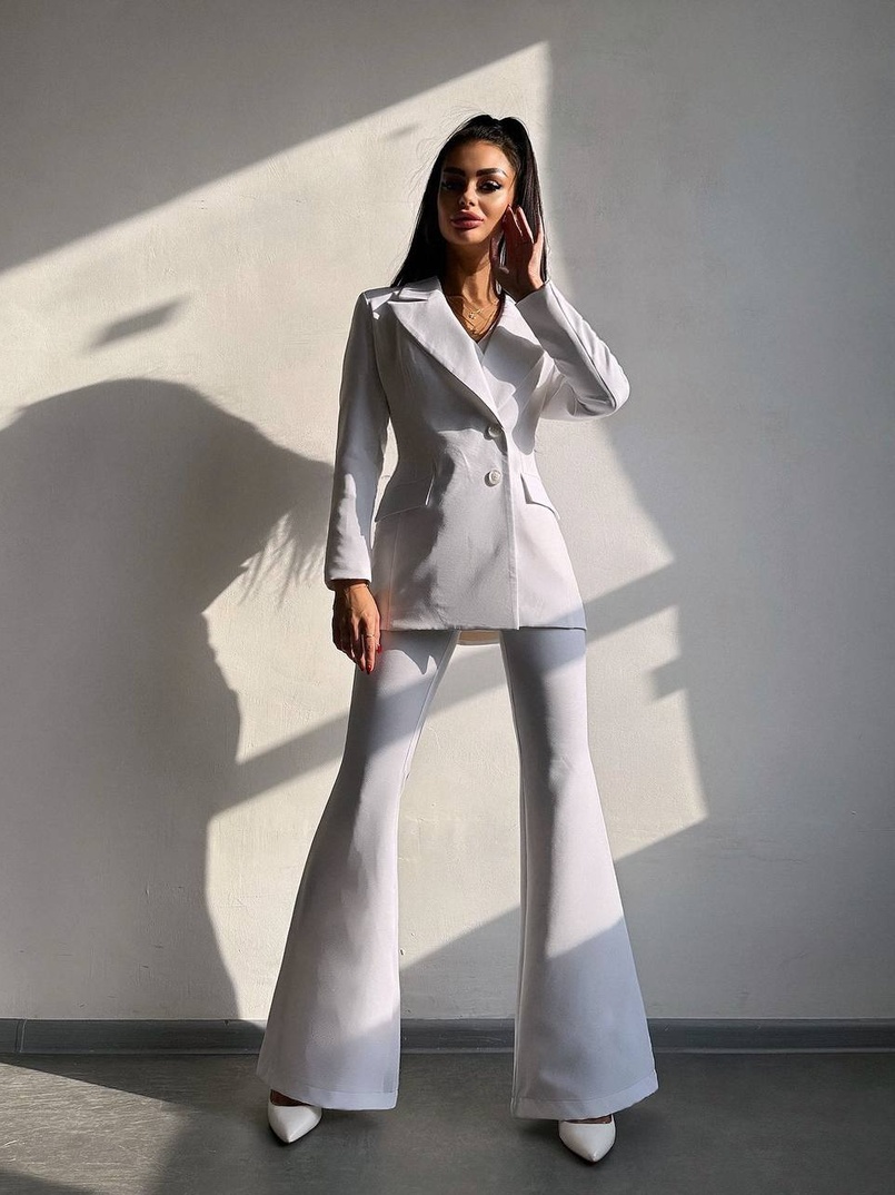 Костюм: піджак на підкладці, штани кльош+ жилет  | PUSHKA SHOP