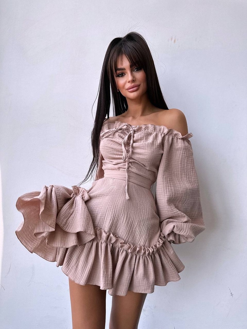 Муслінова сукня з рюшами   | PUSHKA SHOP