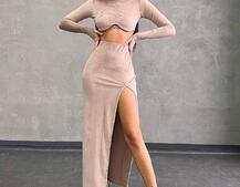 Оксамитовий комплект: топ із чашками push up+ спідниця, декорована стразами Прикраса пришита, ручна робота. | PUSHKA SHOP