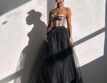 Комплект: корсет бюстьє декорований стразами + пишна спідниця максі  Ручна робота  | PUSHKA SHOP