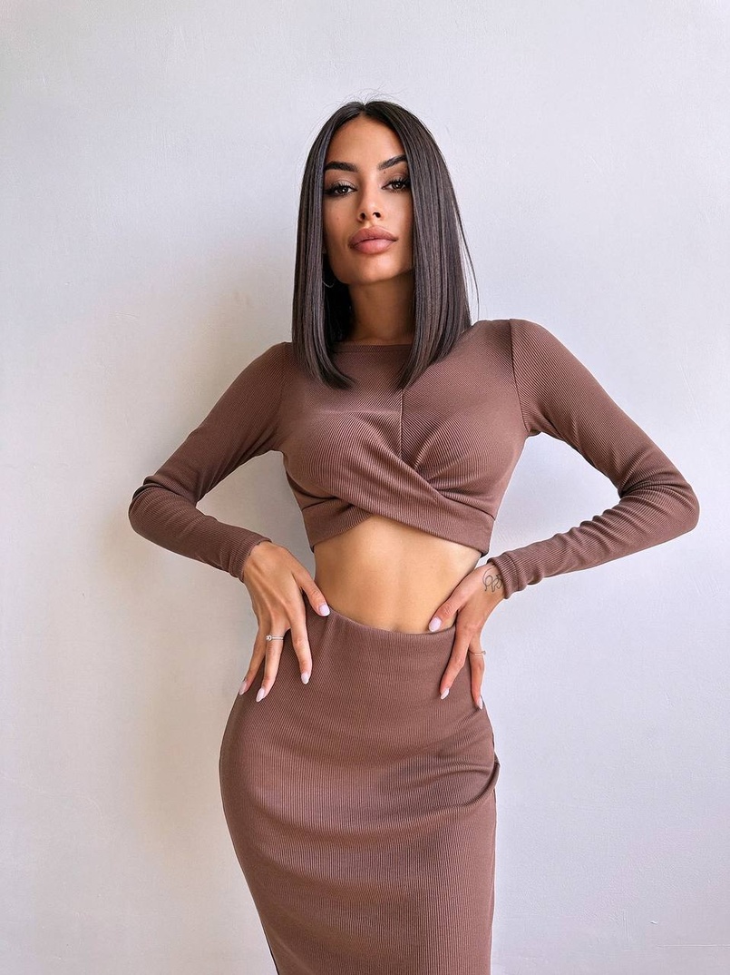 Комплект: топ + спідниця с розрізами  | PUSHKA SHOP