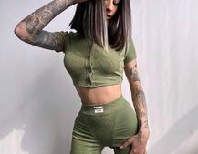 Комплект: топ на ґудзиках + велосипедки | PUSHKA SHOP