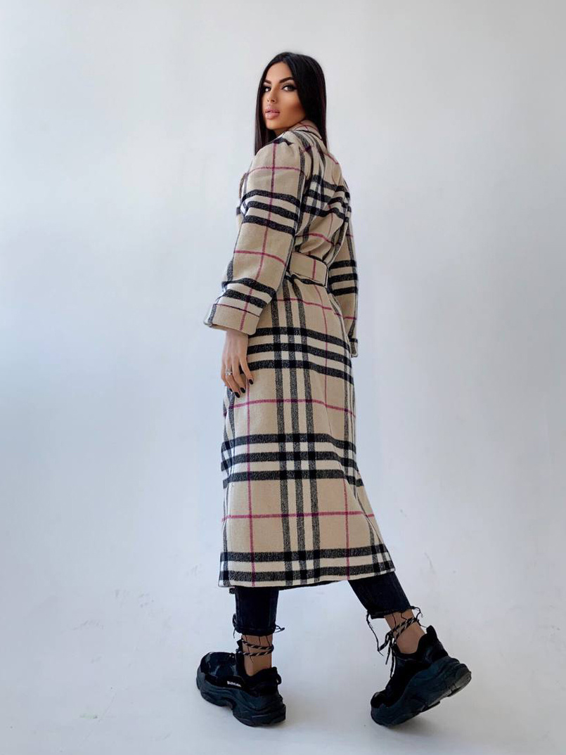 Кашемировое пальто в клетку на подкладке | PUSHKA SHOP