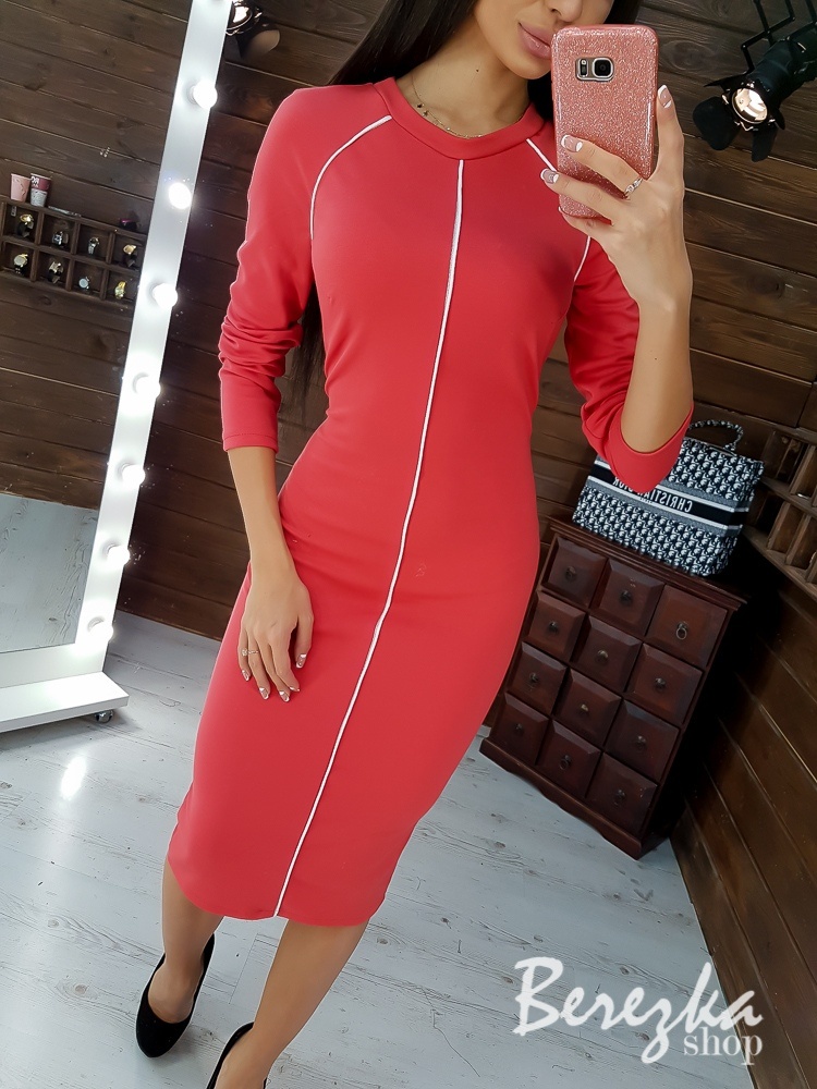 Облегающее платье декорированное кантом | PUSHKA SHOP