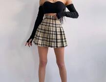 Комплект: трикотажный топ с чашечками push up + юбка в складку   | PUSHKA SHOP