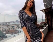 Блестящее платье с запахом и оборками      Блестящее платье с запахом и оборками      | PUSHKA SHOP