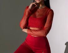 Комплект: топ + штани із сіткою зі стразами  | PUSHKA SHOP