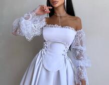 Сукня з корсетом декорована мереживом  | PUSHKA SHOP