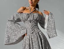 Комплект: платье с расклешенными рукавами + корсет Комплект: платье с расклешенными рукавами + корсет | PUSHKA SHOP