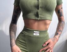 Комплект: топ на ґудзиках + велосипедки | PUSHKA SHOP