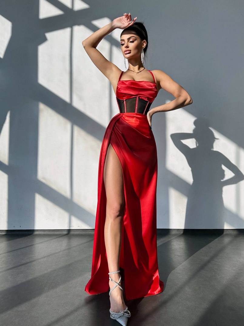 Комплект: корсет, декорований стразами + спідниця максі з драпіруванням  | PUSHKA SHOP