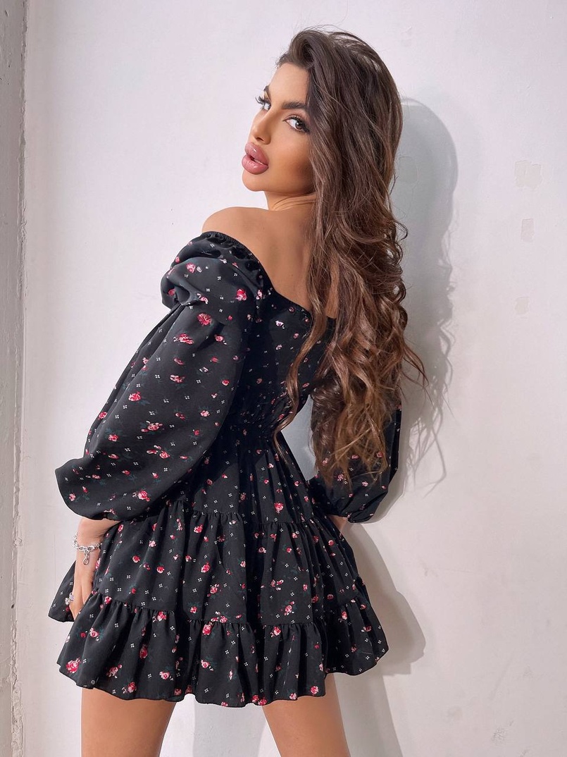 Сукня міні з квітковим принтом  | PUSHKA SHOP