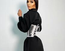 Платье-рубашка с кружевным корсетом на шнуровке  | PUSHKA SHOP