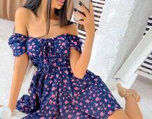 Летнее цветочное платье с завязками на груди Летнее цветочное платье с завязками на груди | PUSHKA SHOP